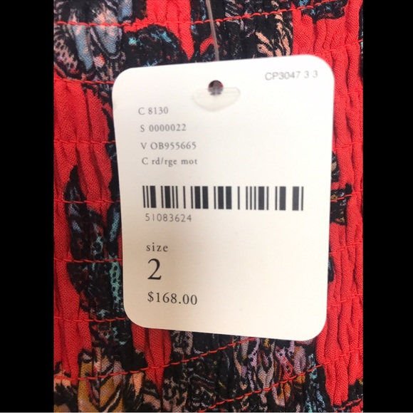 New FREE PEOPLE Mila Strapless Maxi Dress Floral Zebra Red Motif Flowy Boho NWT - Picture 13 of 16